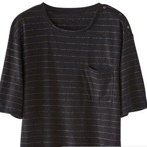 Wrap London Linen Tee Shirt Gold/Metallic stripe, Size 6 (Medium)